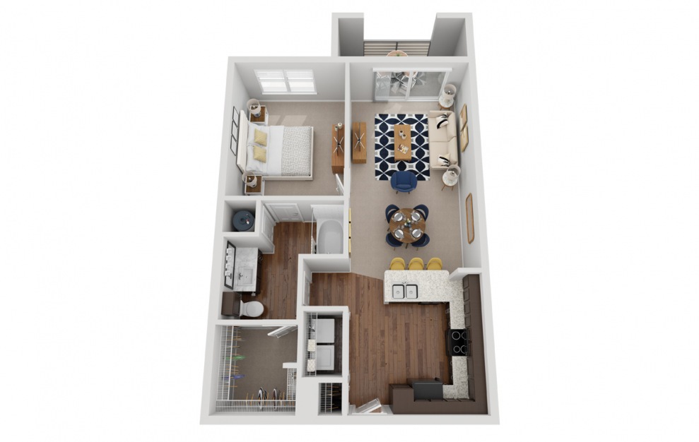 A2B - 1 bedroom floorplan layout with 1 bath and 860 square feet.