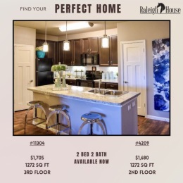 Find your perfect 2 bed 2 bath home at Raleigh House! :) Come stop by and tour with us. ✨ Instagram post from @raleighhousemckinney on May 09, 2024 17:14:14pm